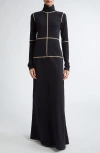 Mm6 Maison Margiela Contrast Seam Long Sleeve Turtleneck Dress In Black