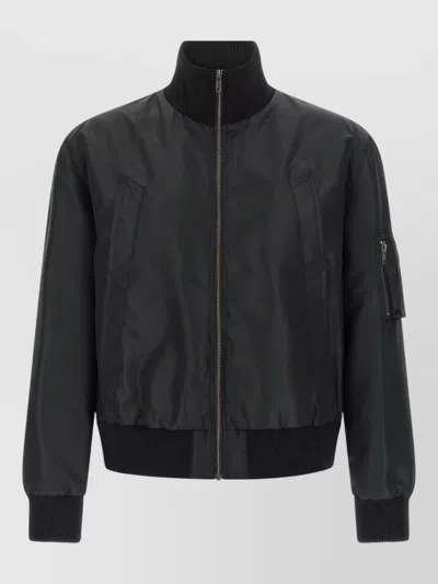 Mm6 Maison Margiela Contrast Stitch Line Bomber Jacket In Black