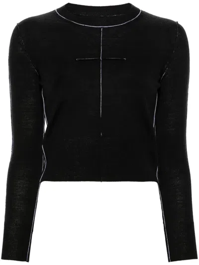 Mm6 Maison Margiela Contrast-stitching Jumper In Black