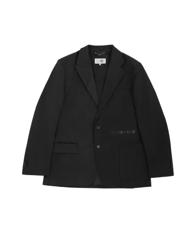 Mm6 Maison Margiela Contrasting-fabric Single-breasted Blazer In Black