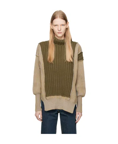 MM6 MAISON MARGIELA CONTRASTING PANEL-DETAIL CHUNKY-KNIT JUMPER