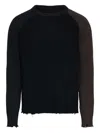 Mm6 Maison Margiela Mm6 By Maison Margiela Contrasting Sleeve Sweater With Distressed Hem In Black