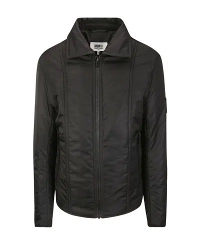 Mm6 Maison Margiela Contrasting-stitch Zip-up Jacket In Black