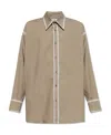 Mm6 Maison Margiela Contrasting-trim Poplin Shirt In Gray