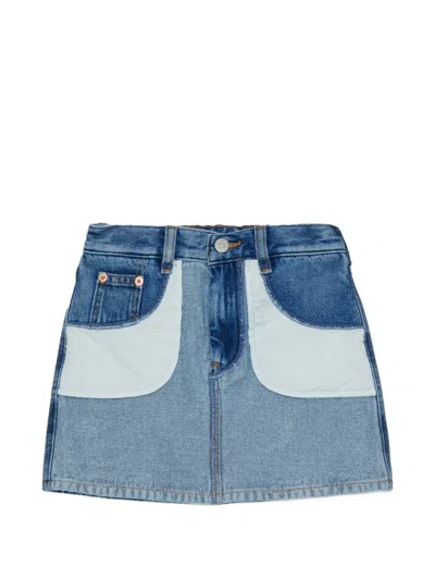 Mm6 Maison Margiela Kids' Contrasting-pocket Denim Skirt In Blue