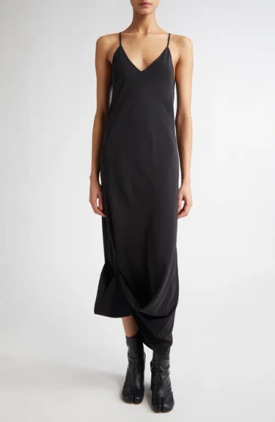 Mm6 Maison Margiela Convertible Silk Slipdress In Black