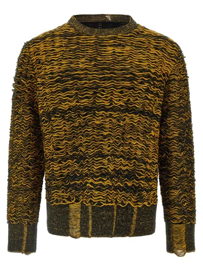 Mm6 Maison Margiela Ribbed Crew Neck Sweater In Green