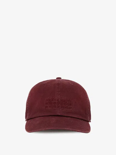Mm6 Maison Margiela Cotton Baseball Hat In Red