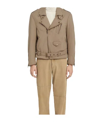 Mm6 Maison Margiela Cotton Biker Jacket In Neutral