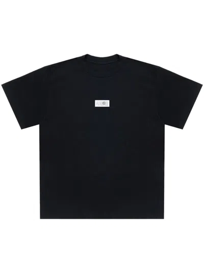 Mm6 Maison Margiela Mm6 By Maison Margiela Relaxed-fit Black Cotton T-shirt With Front Logo Patch