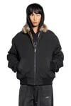 Mm6 Maison Margiela Cotton Bomber With Faux Fur Collar In Black