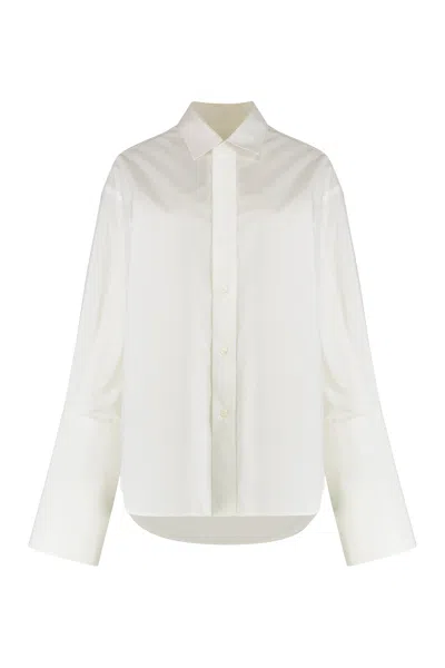 Mm6 Maison Margiela Cotton Button-front Shirt With Classic Collar In White