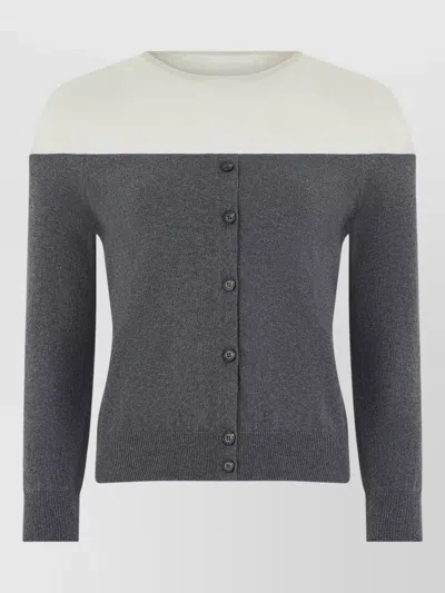 Mm6 Maison Margiela Cotton Cardigan Transparent Insert Detail In Gray