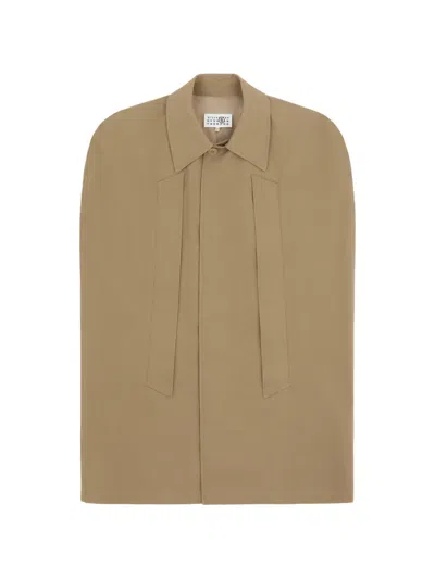 Mm6 Maison Margiela Waterproof Cotton Cape Coat In Brown