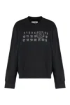 Mm6 Maison Margiela Graphic Black Cotton Sweatshirt With Contrasting Numeric Logo In Black