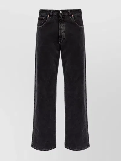 Mm6 Maison Margiela Cotton Denim Jeans Contrast Stitching In Black