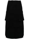 Mm6 Maison Margiela Black Drawstring Midi Skirt In Black