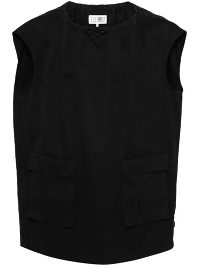 Mm6 Maison Margiela Cotton Gabardine Mini Dress In Black