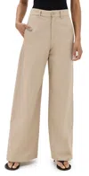 MM6 MAISON MARGIELA COTTON GARBARDINE TROUSERS SAND BEIGE