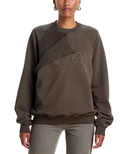 Mm6 Maison Margiela Cotton Graphic Sweatshirt In Brown