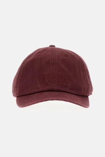 Mm6 Maison Margiela Cotton Hat In Burgundy