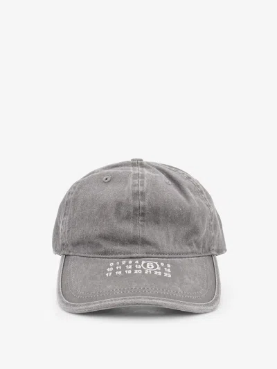 Mm6 Maison Margiela Cotton Hat With Embroidered Numeric Logo In Grey