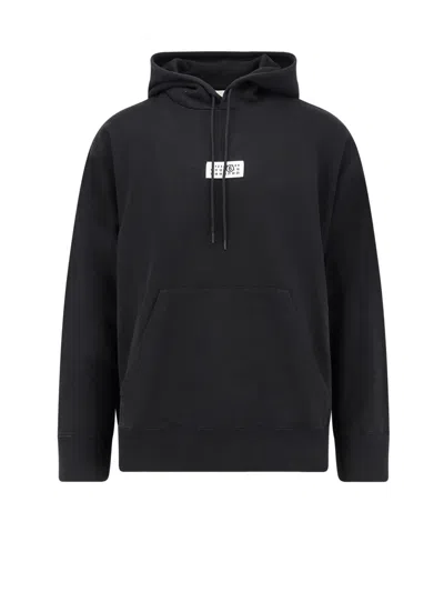 Mm6 Maison Margiela Cotton Hooded Sweatshirt In Black