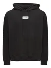 Mm6 Maison Margiela Mm6 By Maison Margiela Emblazoned Black Hoodie With Drawstring And Ribbed Finishes
