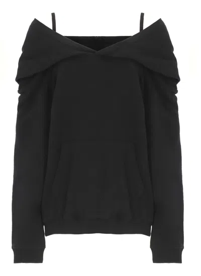 Mm6 Maison Margiela Cotton Hoodie In Black