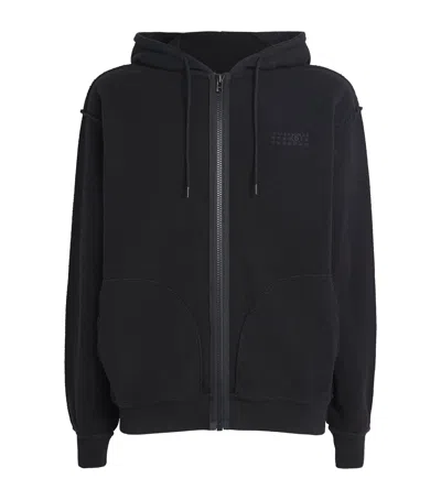 Mm6 Maison Margiela Cotton Inverted Zip-up Hoodie In Black