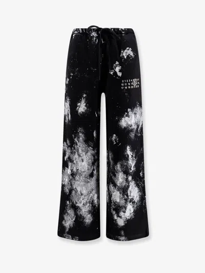 Mm6 Maison Margiela Cotton Jogging Trousers With Numeric Signature Embroidery In Black
