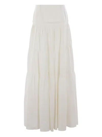 Mm6 Maison Margiela Cotton Maxi Skirt In White