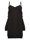 Mm6 Maison Margiela Mm6 By Maison Margiela Off-shoulder Black Sweatshirt Dress With Cozy Hood In Black