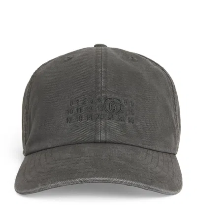 Mm6 Maison Margiela Cotton Numeric Logo Cap In Gray