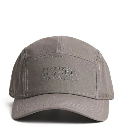 Mm6 Maison Margiela Cotton Numeric Logo Cap In Gray