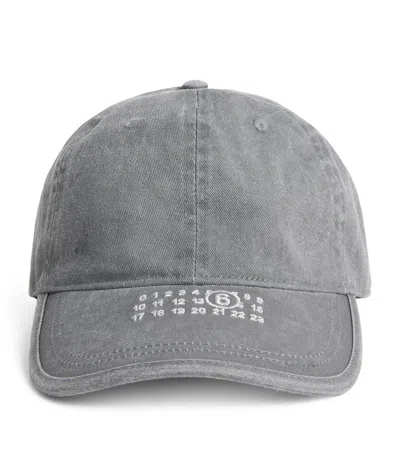 Mm6 Maison Margiela Cotton Numeric Logo Cap In Grey