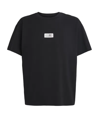 Mm6 Maison Margiela Mm6 By Maison Margiela Relaxed-fit Black Cotton T-shirt With Front Logo Patch