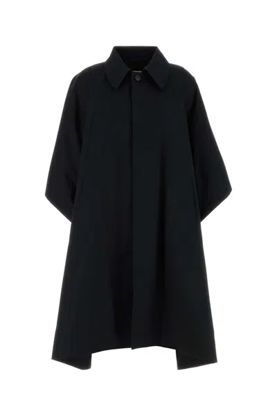 Mm6 Maison Margiela Cotton Overcoat For Women With Viscose Lining In Black
