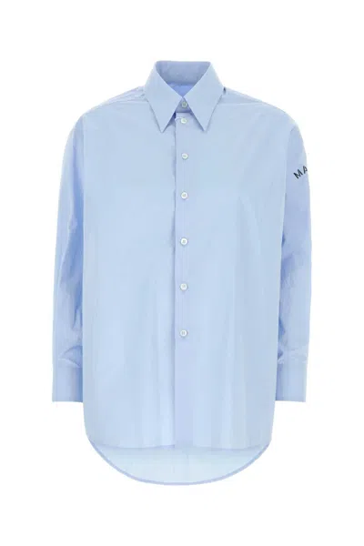 Mm6 Maison Margiela Cotton Poplin Button-front Shirt For Women In Blue