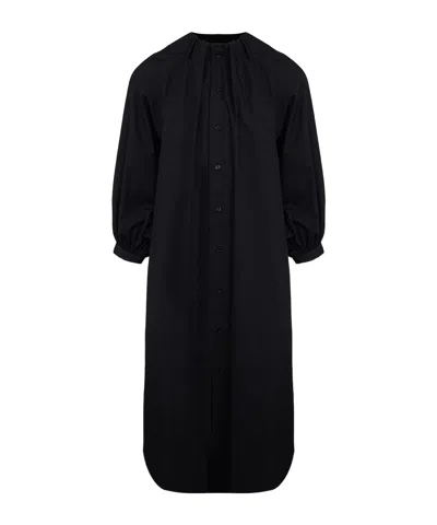 Mm6 Maison Margiela Cotton Poplin Midi Dress In Black