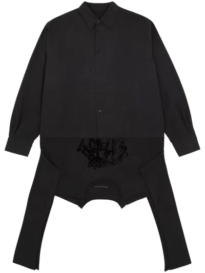Mm6 Maison Margiela Cotton Poplin Shirt Dress In Black