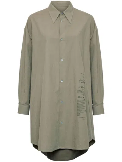 Mm6 Maison Margiela Cotton Poplin Shirt Dress In Verde Militare