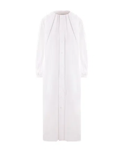 Mm6 Maison Margiela Cotton Poplin Shirt Dress In White