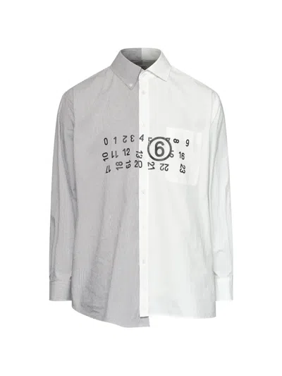 Mm6 Maison Margiela Regular Fit Shirt Striped Graphic Panel Design In Transparent