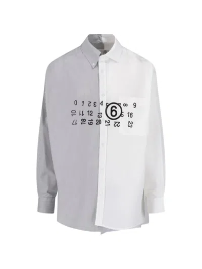 Mm6 Maison Margiela Regular Fit Shirt Striped Graphic Panel Design In Transparent