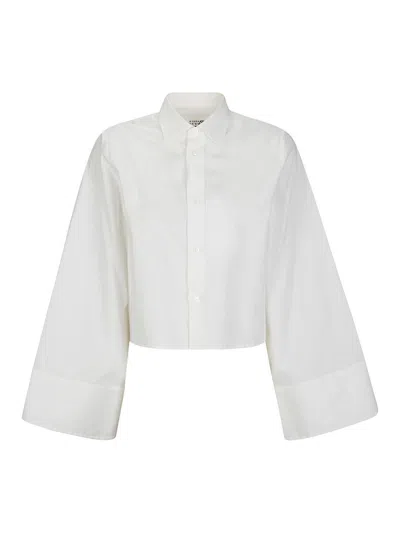 Mm6 Maison Margiela Mm6 By Maison Margiela Cropped Cotton Shirt With Front Button Closure In White