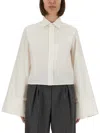 Mm6 Maison Margiela Long Sleeve Pointed Collar Wide Cuffs Top In White