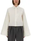 Mm6 Maison Margiela Long Sleeve Pointed Collar Wide Cuffs Top In White
