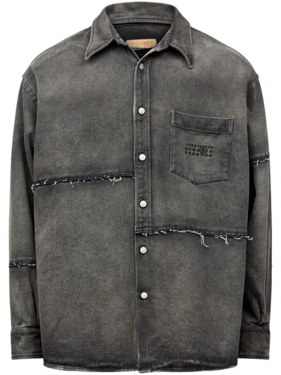 MM6 MAISON MARGIELA COTTON SHIRT WITH RAW CUT DETAILS