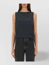 Mm6 Maison Margiela Cotton Sleeveless Tank Top With Round Hem In Black